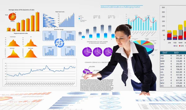 photo + illustration: a woman leverages business marketing analytics 