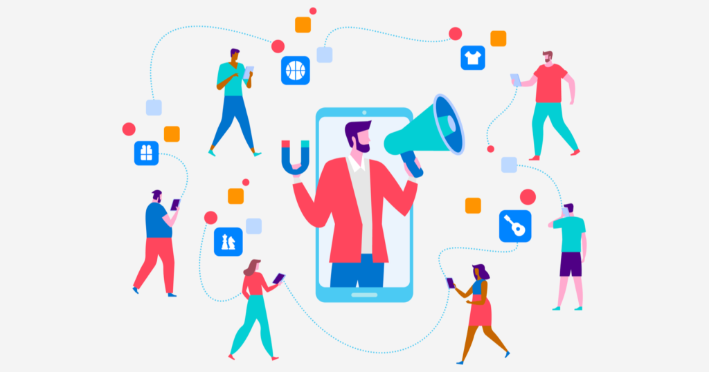 illustration: influencers and brand ambassadors receiving likes