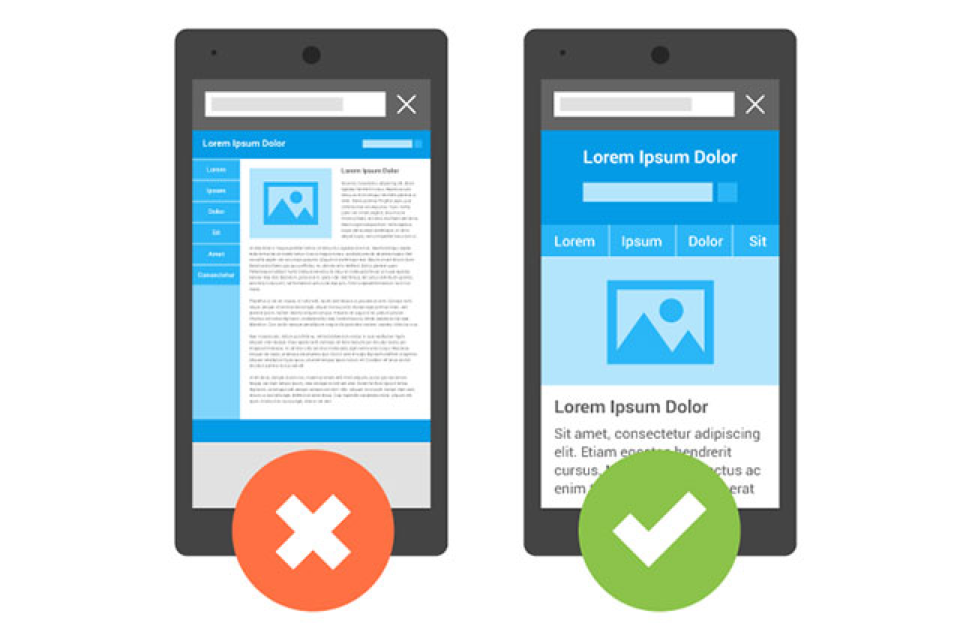 illustration - bad vs. good mobile friendly website