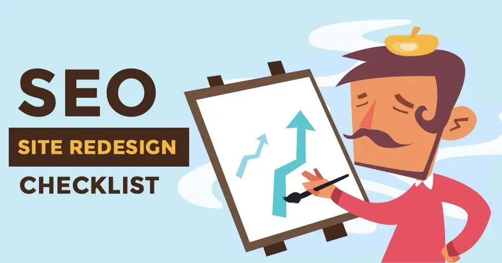 illustration: a man making a SEO site redesign checklist