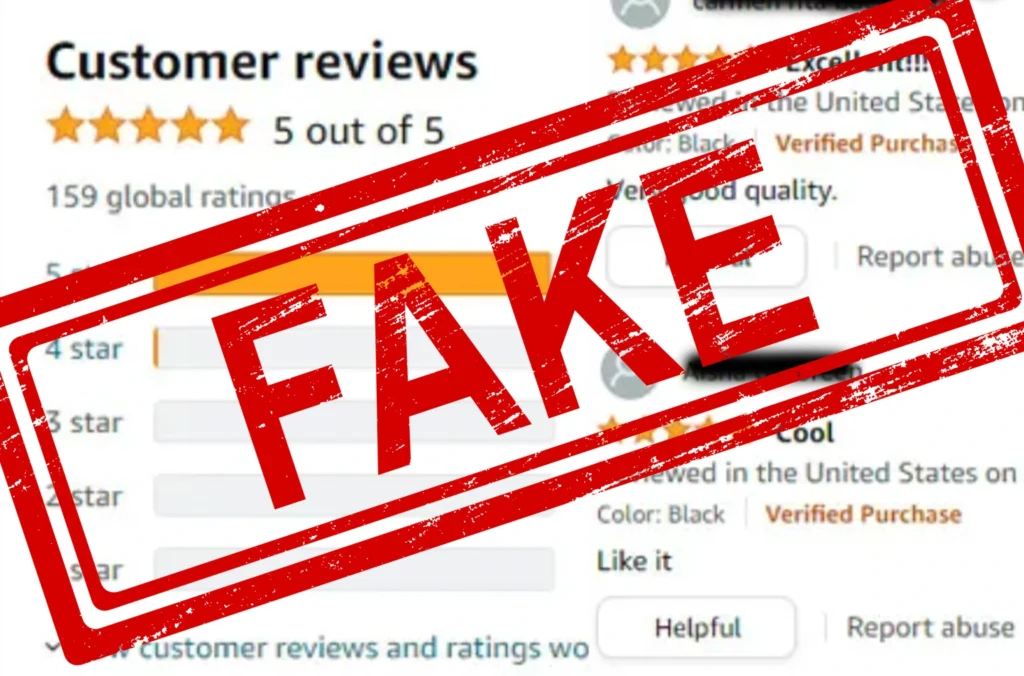 Screenshot: Customer reviews marked as fake